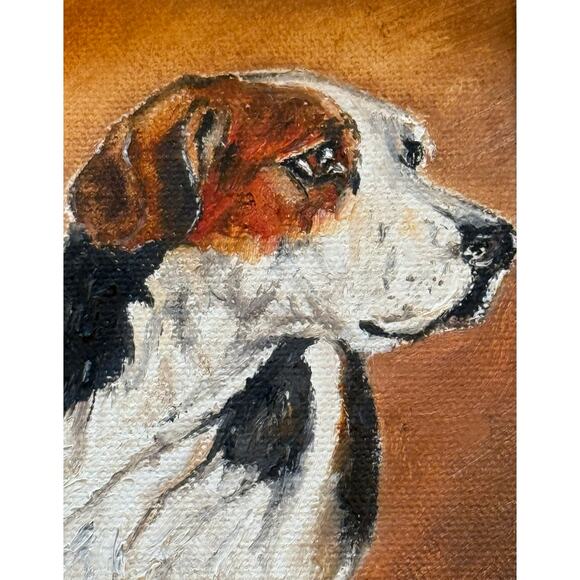 Contemporary Gold Wood Framed Oil on Canvas Portrait “Blinks Hound” Signed - Picture 4 of 13